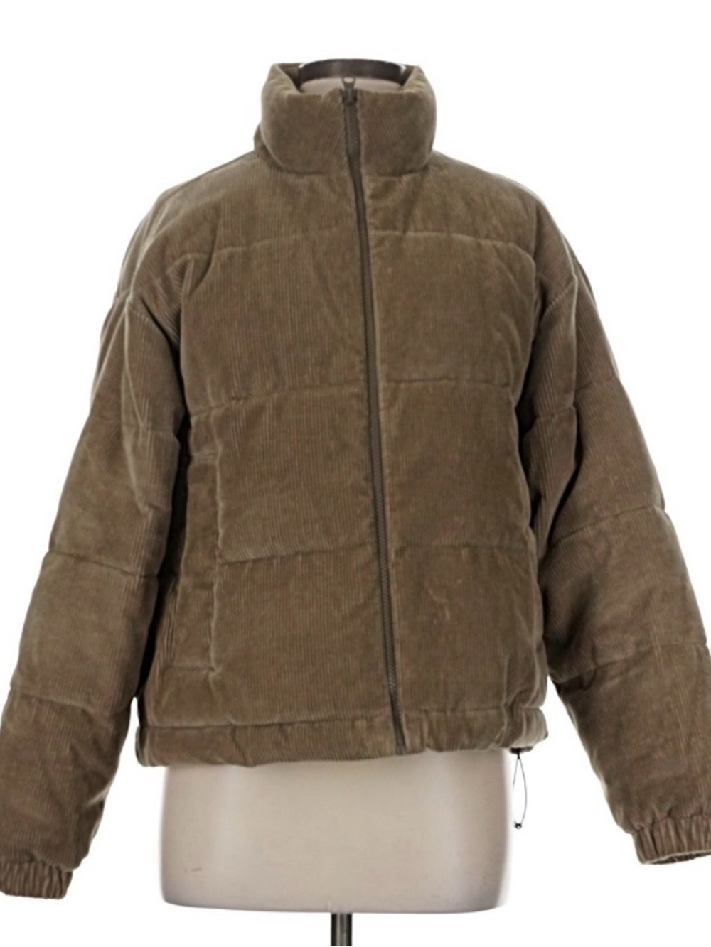 Corduroy Puffer Jacket in Dark Beige/Olive Brown